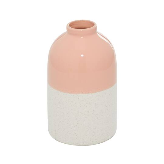 Pink Ceramic Modern Vase, 10" x 6" x 6"